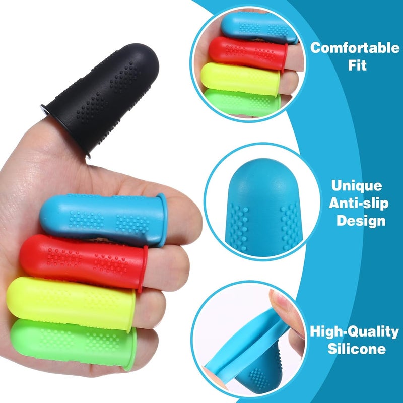 Innconee 100 Pieces 3 Sizes Finger Protectors Bulk, Silicone Hot Glue Gun Finger Caps Bulk Rubber Fingers Thimble Protectors Guard Tips Caps Pads Cover for Hot Glue Gun, 6 Colors - Image 5